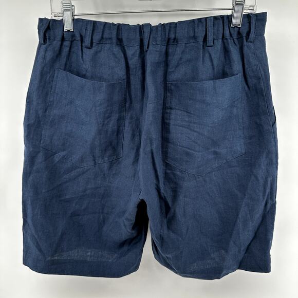 Idillio Positano 100% Linen Chino Shorts Pockets Straight Bermuda Blue M 33" - Picture 4 of 4
